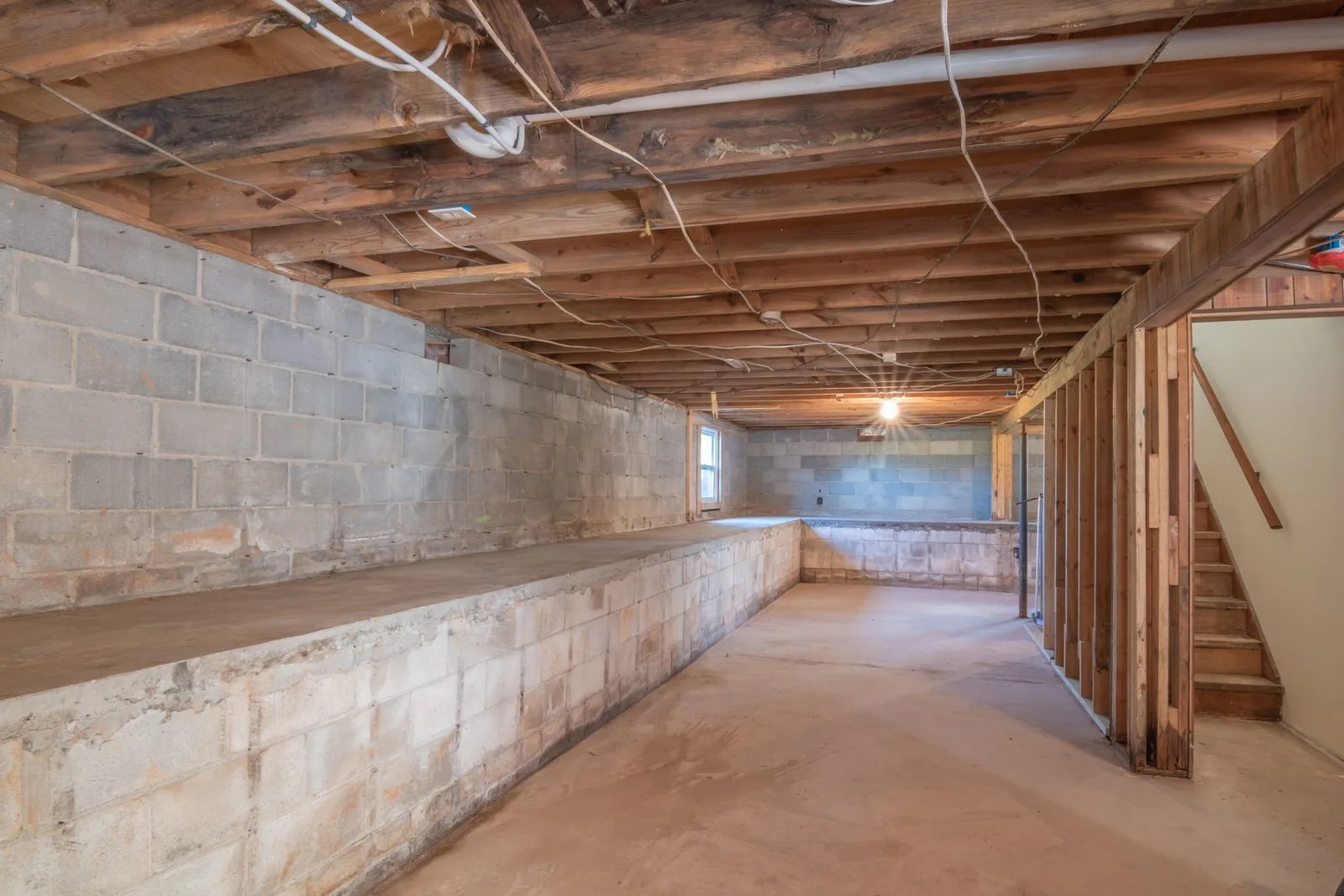 A spacious empty basement